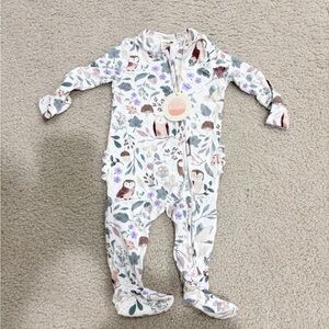 Tullabee NEW Charming Owl Print Kids Footie in White and Purple Multicolor 3-6 M